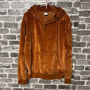 Aritzia TNA velour hoodie sweatshirt orange rust